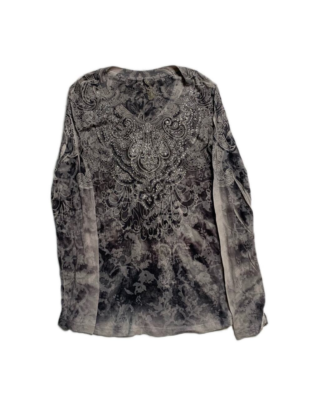 Punk Rock Gray Silver Studded Bling Blouse